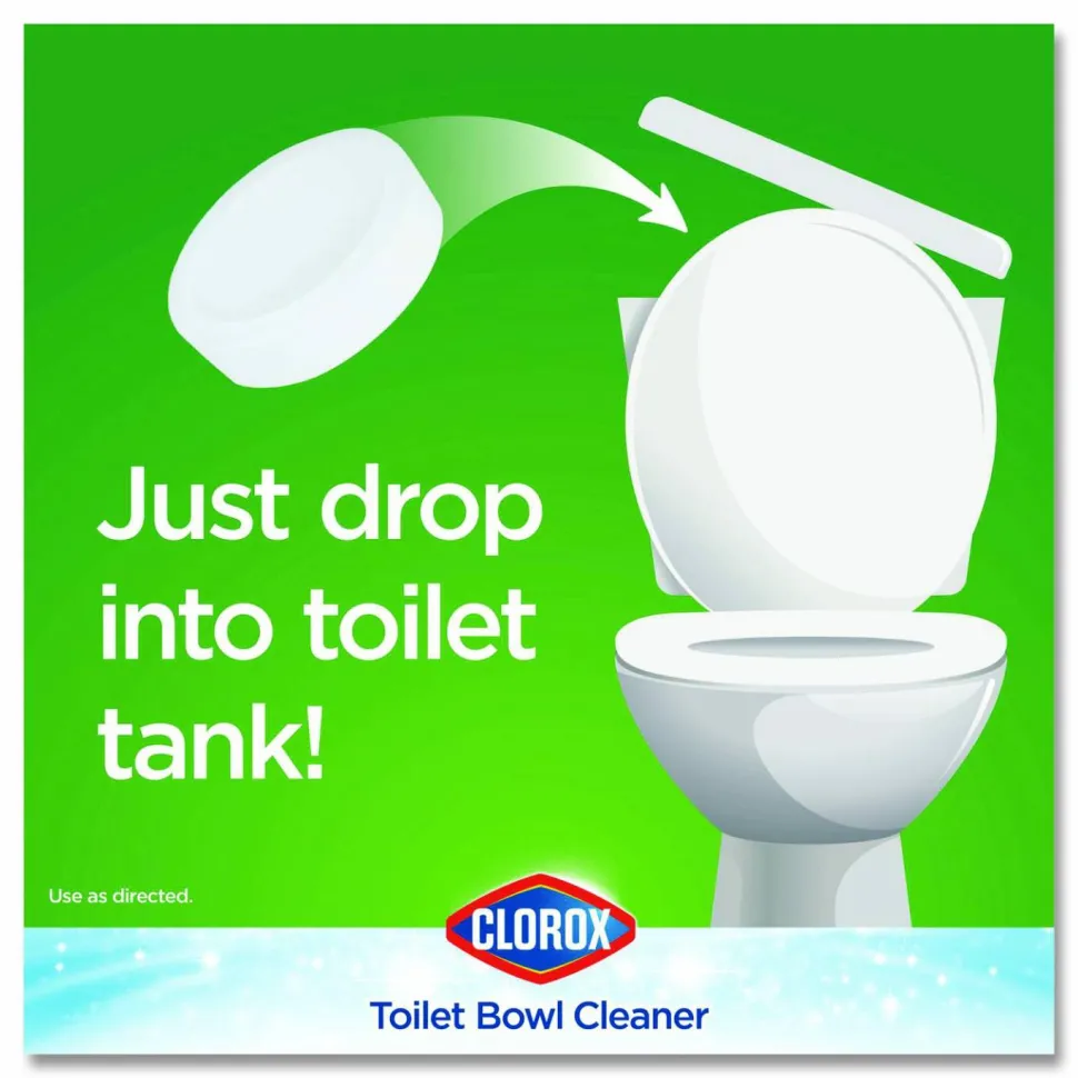 Clorox Ultra Clean Toilet Tablets Bleach - 3.50 oz (0.22 lb) - Deodorize - White - 2/Pack - 6 / Carton