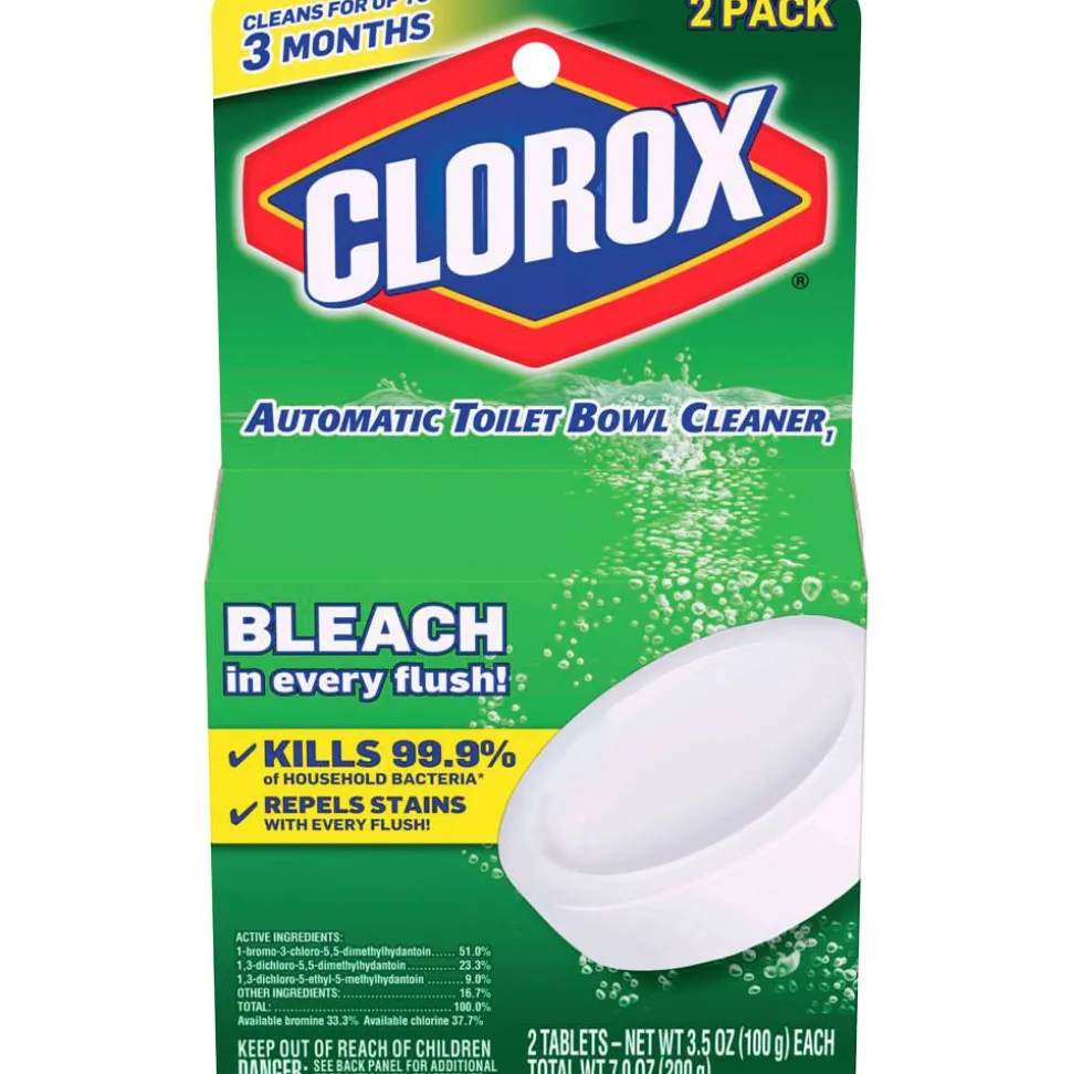 Clorox Ultra Clean Toilet Tablets Bleach - 3.50 oz (0.22 lb) - Deodorize - White - 2/Pack - 6 / Carton