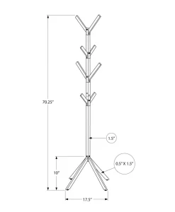 Coat Rack, Hall Tree, Free Standing, 8 Hooks, Entryway, 70