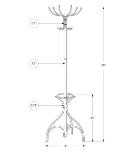 Coat Rack, Hall Tree, Free Standing, 12 Hooks, Entryway, 70