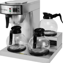 Coffee Pro 3-Burner Commercial Coffee Brewer - 2.32 quart - 36 Cup(s) - Multi-serve - Silver - Glass Body