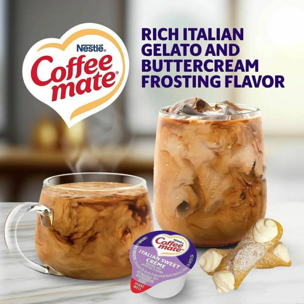 Coffee mate Italian Sweet Creme Nondairy Liquid Creamer Singles - Italian Sweet Creme Flavor - 0.38 fl oz (11 mL) - 180 / Carton
