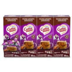 Coffee mate Liquid Coffee Creamer, Salted Caramel Chocolate, 0.38 oz Mini Cups, 50/Box, 4 Boxes/Carton