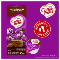 Coffee mate Liquid Coffee Creamer, Salted Caramel Chocolate, 0.38 oz Mini Cups, 50/Box, 4 Boxes/Carton