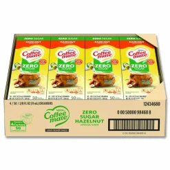 Coffee mate Liquid Coffee Creamer, Zero Sugar Hazelnut, 0.38 oz Mini Cups, 50/Box, 4 Boxes/Carton