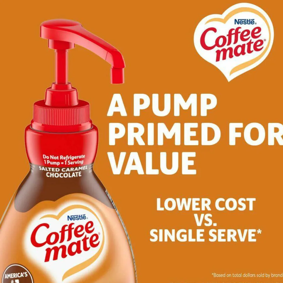 Coffee mate Liquid Creamer Pump Bottle, Salted Caramel Chocolate, 1.5 L Pump Bottle
