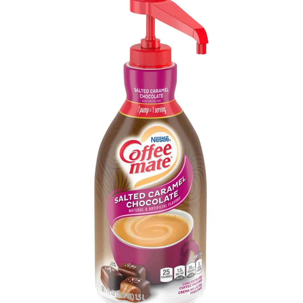 Coffee mate Liquid Creamer Pump Bottle, Salted Caramel Chocolate, 1.5 L Pump Bottle