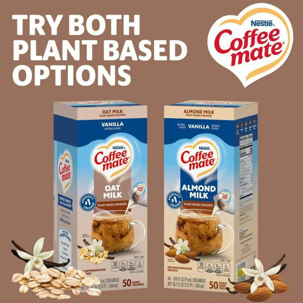 Coffee mate Oat Milk Vanilla Liquid Creamer Singles - Vanilla FlavorTub - 50 / Box