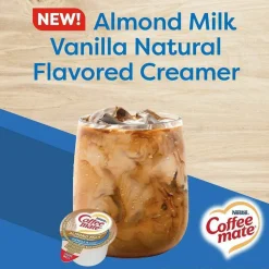 Coffee mate Plant-Based Almond Milk Non-Dairy Liquid Creamer Singles, Natural Vanilla, 0.38 oz Mini Cups, 200/Carton