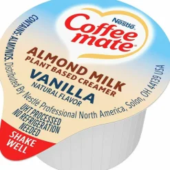 Coffee mate Plant-Based Almond Milk Non-Dairy Liquid Creamer Singles, Natural Vanilla, 0.38 oz Mini Cups, 200/Carton
