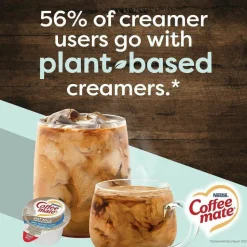 Coffee mate Plant-Based Oat Milk Liquid Creamers, Natural Vanilla, 0.38 oz Mini Cups, 50/Box, 4 Boxes/Carton