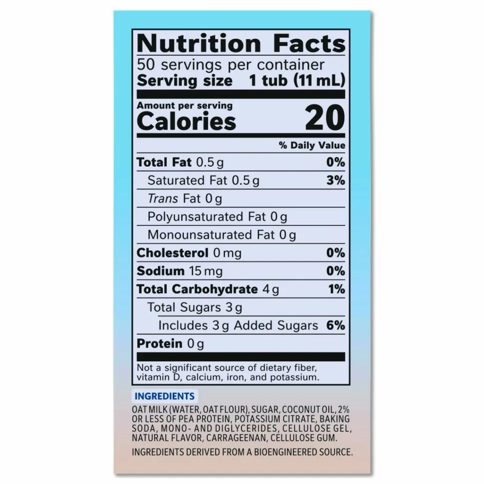 Coffee mate Plant-Based Oat Milk Liquid Creamers, Natural Vanilla, 0.38 oz Mini Cups, 50/Box