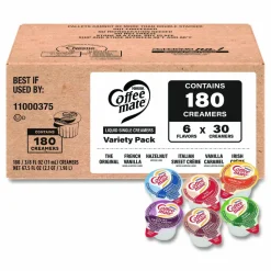 Coffee mate Variety Pack, Assorted Flavors, 0.38 oz Mini Cups, 180/Carton