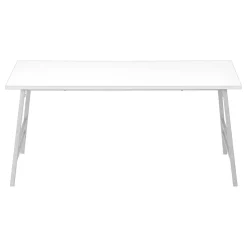 Coffee Table, Accent, Cocktail, Rectangular, Living Room, 40"L, White Laminate, Grey Metal, Contemporary, Modern