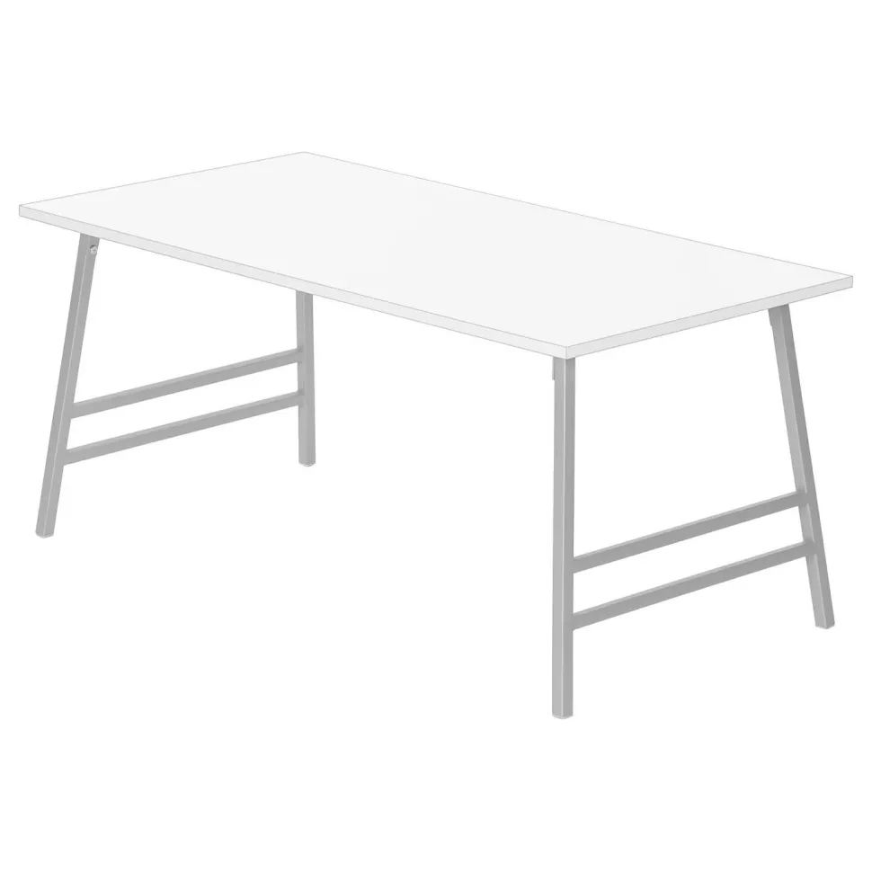 Coffee Table, Accent, Cocktail, Rectangular, Living Room, 40"L, White Laminate, Grey Metal, Contemporary, Modern