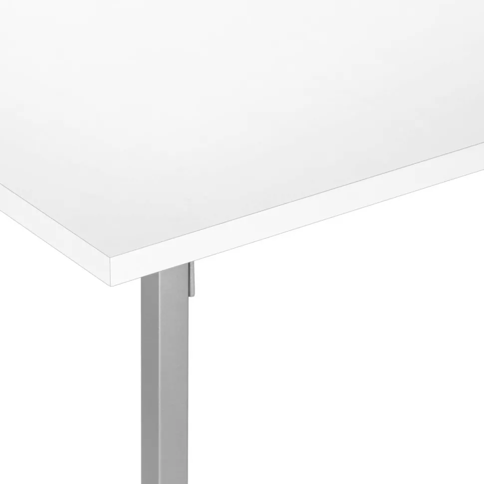 Coffee Table, Accent, Cocktail, Rectangular, Living Room, 40"L, White Laminate, Grey Metal, Contemporary, Modern