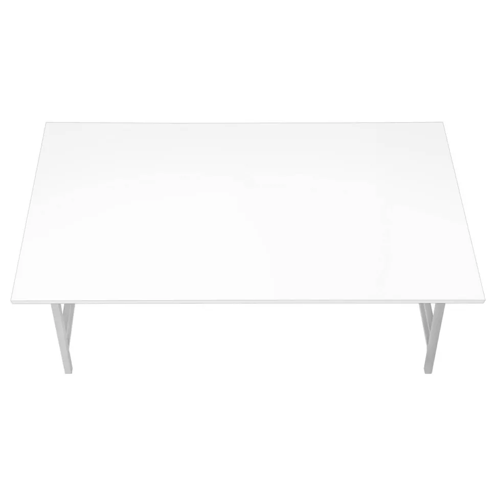 Coffee Table, Accent, Cocktail, Rectangular, Living Room, 40"L, White Laminate, Grey Metal, Contemporary, Modern