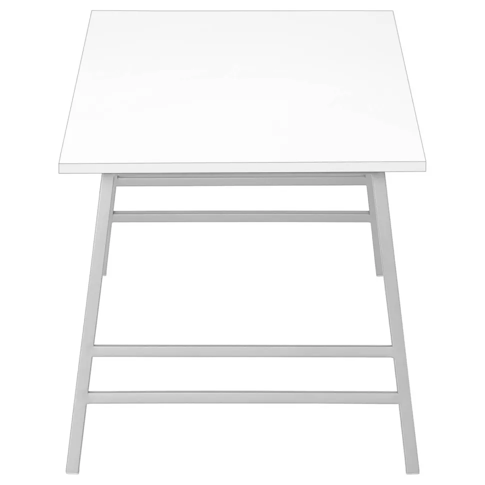 Coffee Table, Accent, Cocktail, Rectangular, Living Room, 40"L, White Laminate, Grey Metal, Contemporary, Modern