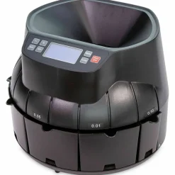 Coin Counter for Pennies, Nickels, Dimes, Quarters, Half Dollars and Dollars, 14.2" x 13.4" x 11", Black
