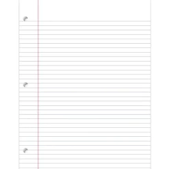 College-Ruled Notebook Filler Paper, 3-Hole Punched, 11" x 8 1/2", 100 Sheets
