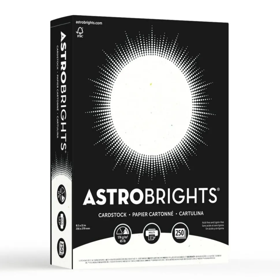 Color Cardstock, 65 lb Cover Weight, 8.5 x 11, Stardust Flecked White, 250/Pack