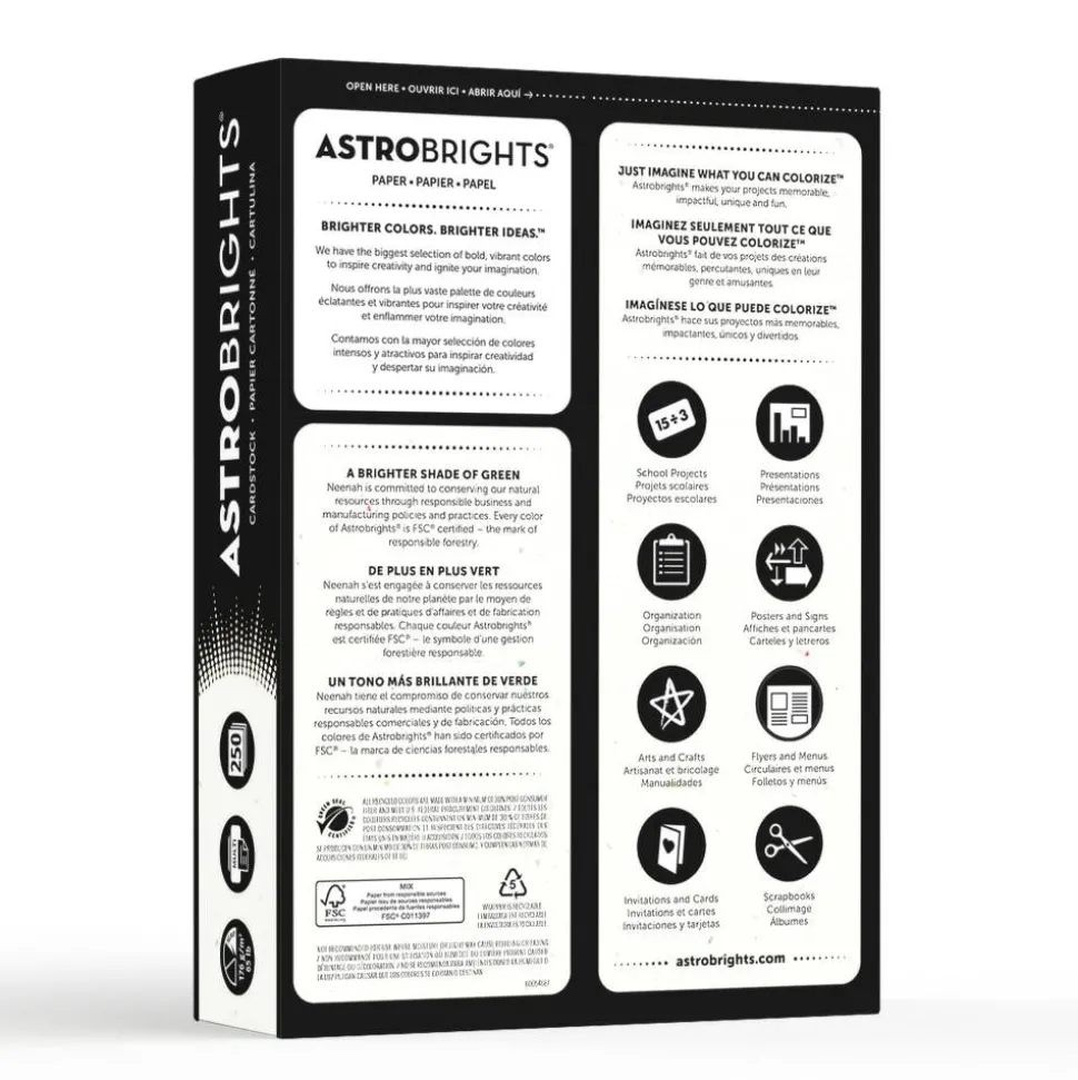 Color Cardstock, 65 lb Cover Weight, 8.5 x 11, Stardust Flecked White, 250/Pack
