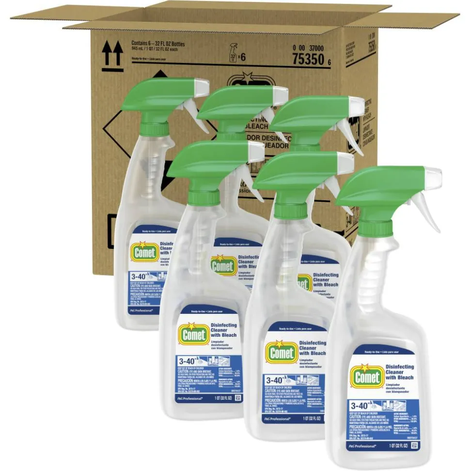 Comet Disinfecting Cleaner Spray With Bleach, 32 Oz Bottle, Case Of 8 (4 Trigger per case)