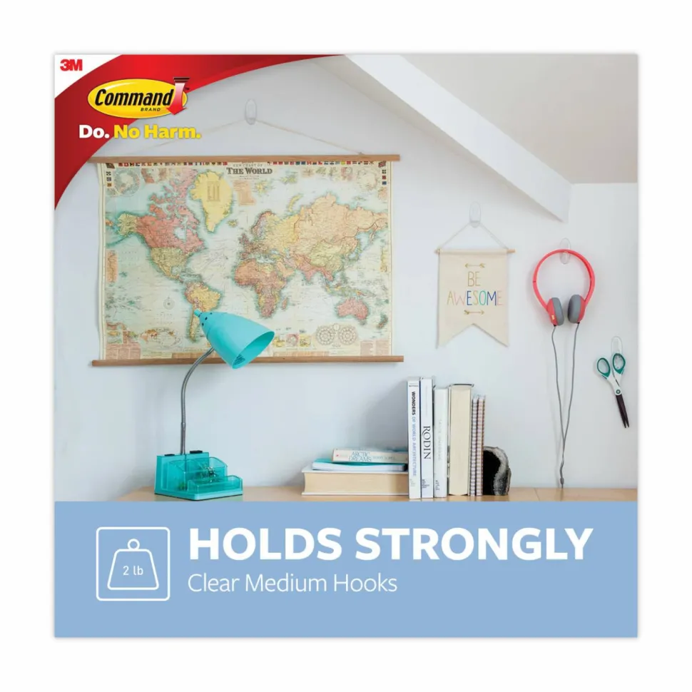 Command Assorted Hooks Cabinet Pack, 50 Hooks, 50 Clear Adhesive Strips, Damage Free Hanging Picture Hangers, No Tools Wall Hanging Strips