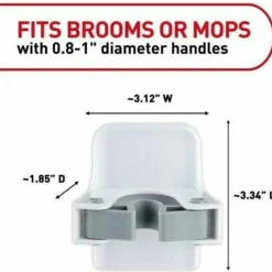 Command Broom Gripper, 2 Broom Gripper Hooks, 4 White Adhesive Strips, Damage Free Hanging Picture Hangers, No Tools Wall Hanging Strips