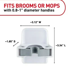 Command Broom Gripper, 2 Broom Gripper Hooks, 4 White Adhesive Strips, Damage Free Hanging Picture Hangers, No Tools Wall Hanging Strips
