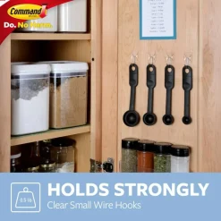 Command 9 Clear Small Wire Toggle Hooks and 12 Command Strips, Damage Free Hanging Hooks Wall Hangers for Hanging Home Decor, Holds up to 0.5 lb