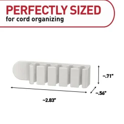 Command 5-Cord Clip Organizer, 4 White Clips, 8 Strips, 1 Clip Holds 5 Charging Cords, Great for Damage-Free Electronics Organization Under Desk