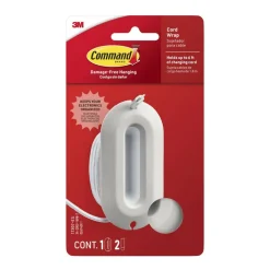 Command Cord Wrap, 1 Unit, 2 Strips, Holds 6 ft of Cord Storage, Great for Damage-Free Electronics Organization Under Desk