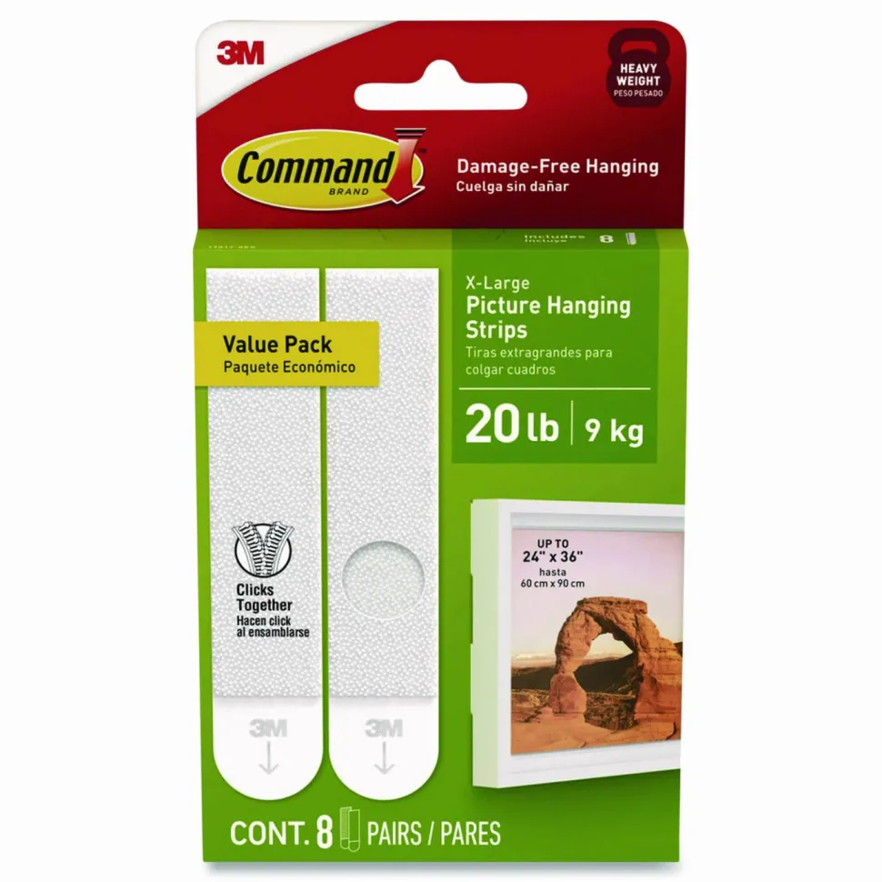 Command Damage-Free Hanging Picture Hanging Strip Pairs, Holds up to 5 lb, 8/Pack