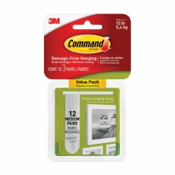Command Damage-Free Hanging Picture Hanging Strip Pairs, Holds Up to 2.5 lb, Medium: 0.75