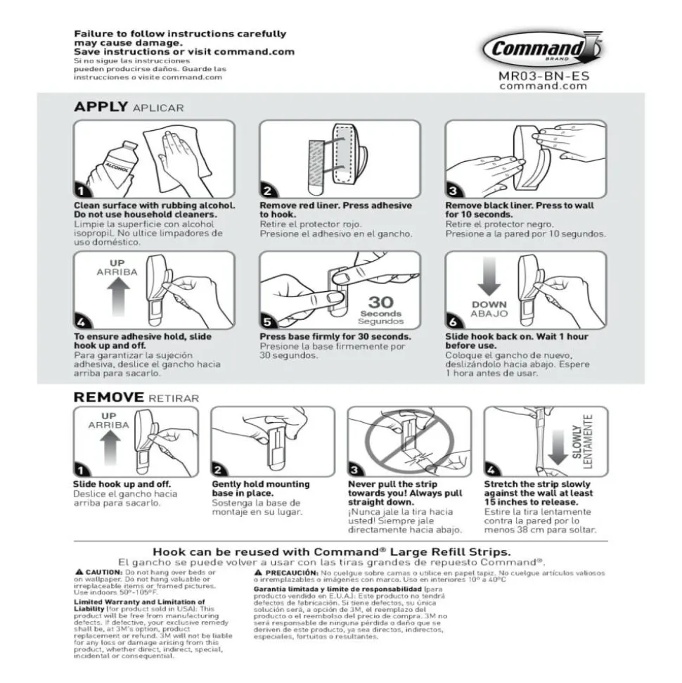 Command Damage-Free Hook, Modern Reflections, Metal, Large, Brushed Nickel