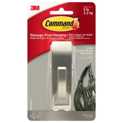 Command Damage-Free Hook, Modern Reflections, Metal, Large, Brushed Nickel