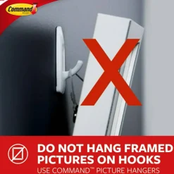 Command Large Clothes Hanger, 1 Hook, 2 White Adhesive Strips, Damage Free Hanging Picture Hangers, No Tools Wall Hanging Strips For Living Spaces