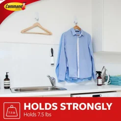 Command Large Clothes Hanger, 1 Hook, 2 White Adhesive Strips, Damage Free Hanging Picture Hangers, No Tools Wall Hanging Strips For Living Spaces