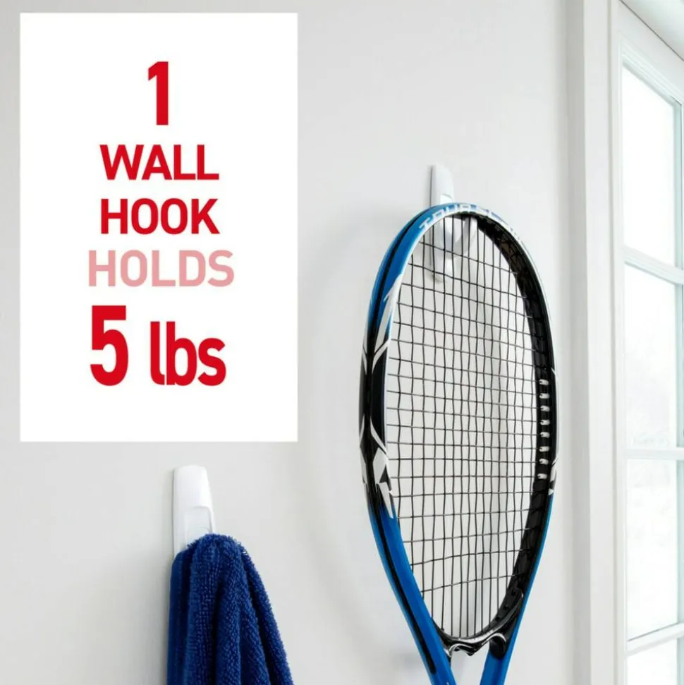 Command Large Hooks, 1 Hook, 2 White Adhesive Strips, Damage Free Hanging Picture Hangers, No Tools Wall Hanging Strips For Living Spaces