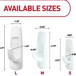 Command Large Hooks, 1 Hook, 2 White Adhesive Strips, Damage Free Hanging Picture Hangers, No Tools Wall Hanging Strips For Living Spaces