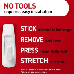Command Large Hooks, 1 Hook, 2 White Adhesive Strips, Damage Free Hanging Picture Hangers, No Tools Wall Hanging Strips For Living Spaces
