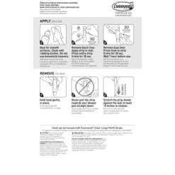 Command Large Hook With Clear Strips, 4 lb (1.81 kg) Capacity, For Decoration, Plastic, Clear, 1 Hook, 2 Strips
