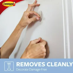 Command Large Hook With Clear Strips, 4 lb (1.81 kg) Capacity, For Decoration, Plastic, Clear, 1 Hook, 2 Strips