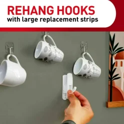 Command Large Strip Refill, 8 White Adhesive Strips, Damage Free Hanging Picture Hangers, No Tools Wall Hanging Strips For Living Spaces