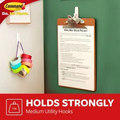 Command Medium Hooks, 6 Hooks, 12 Adhesive Strips, Damage Free Hanging Picture Hangers, No Tools Wall Hanging Strips