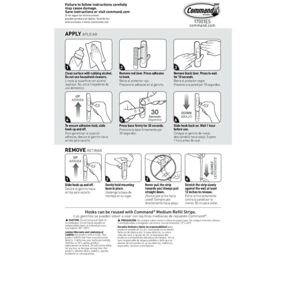Command Medium Utility Hooks, 2 Hooks, 4 White Adhesive Strips, Damage Free Hanging Picture Hangers, No Tools Wall Hanging Strips For Living Spaces