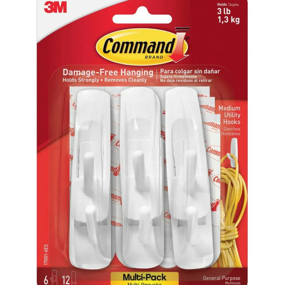 Command Medium Utility Hooks with Adhesive Strips