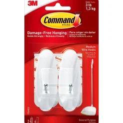 Command Medium Wire Hooks, 13 Hooks, 16 White Adhesive Strips, Damage Free Hanging Picture Hangers, No Tools Wall Hanging Strips For Living Spaces