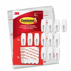 Command Medium Wire Hooks, 13 Hooks, 16 White Adhesive Strips, Damage Free Hanging Picture Hangers, No Tools Wall Hanging Strips For Living Spaces
